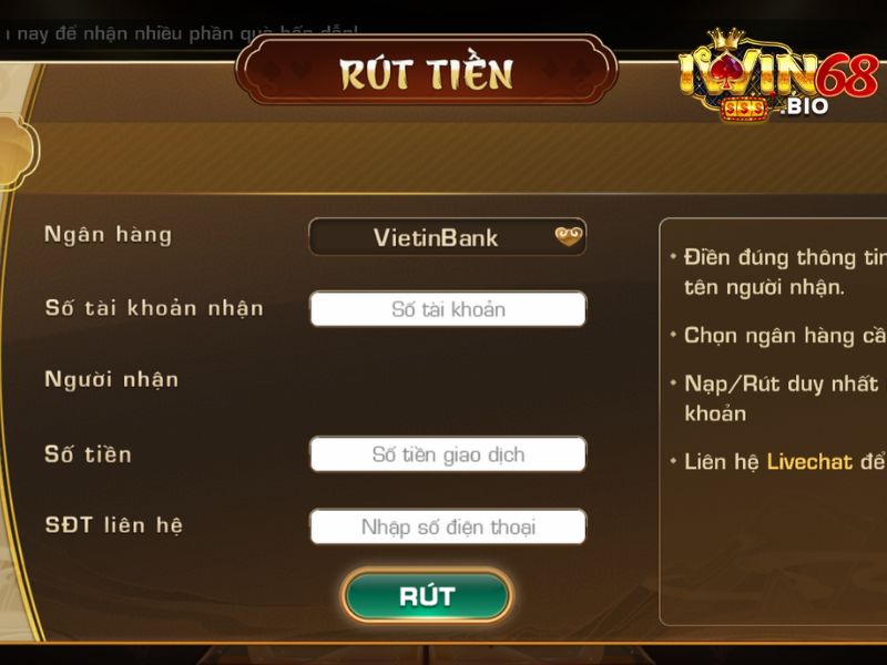 Hướng dẫn Rút tiền iWin