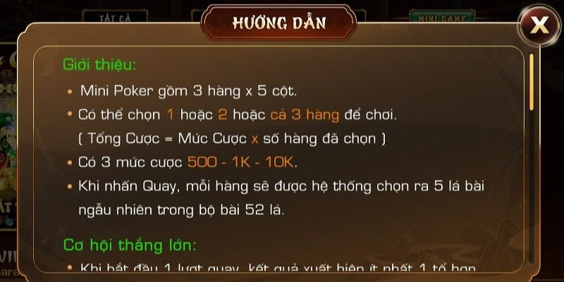 Luật chơi cơ bản của Mini Poker 